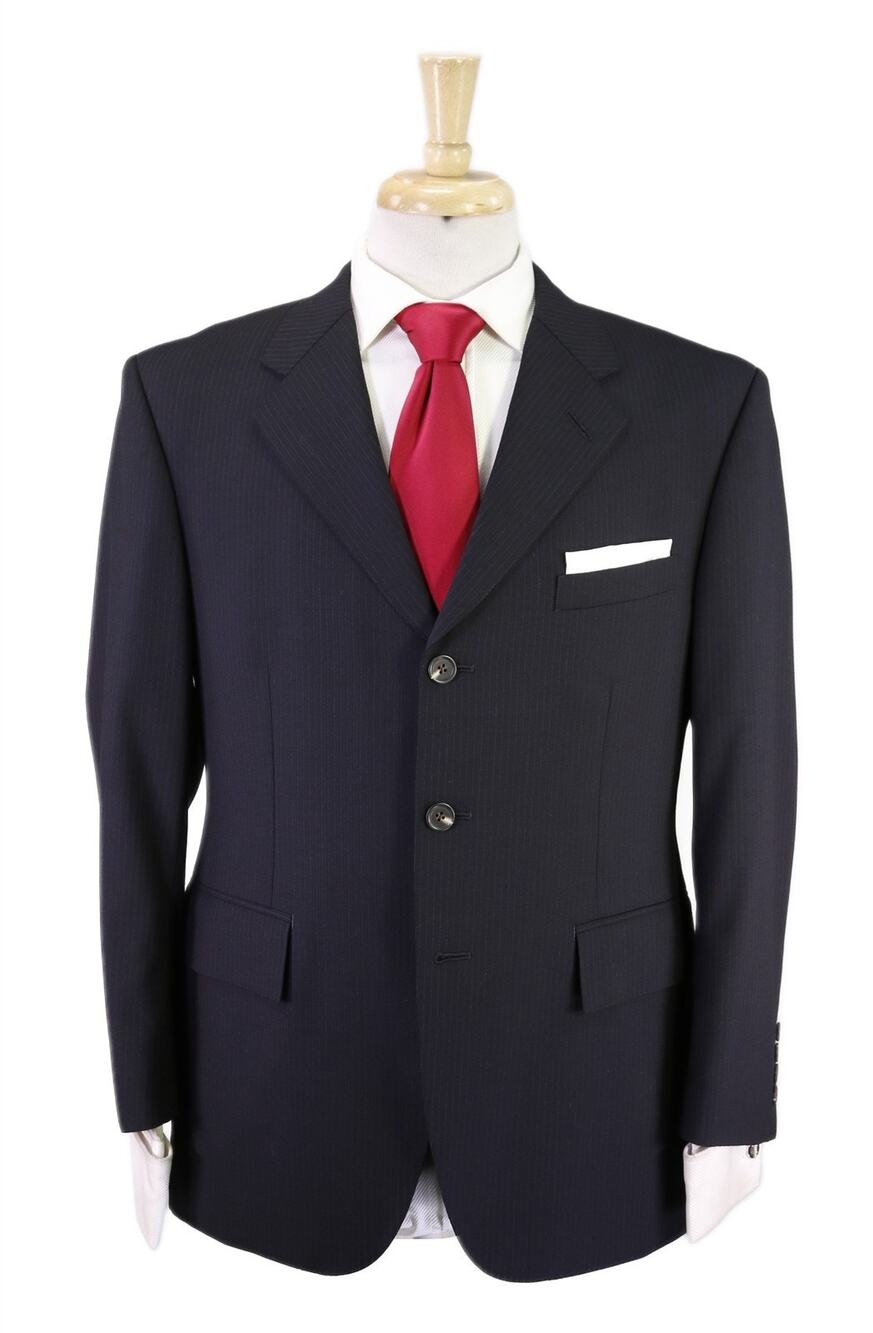 Kent & Curwen Black Tonestripe 3-Btn Wool Suit 38S